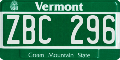VT license plate ZBC296