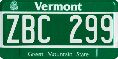 VT license plate ZBC299