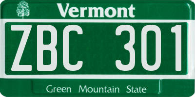 VT license plate ZBC301