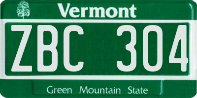 VT license plate ZBC304