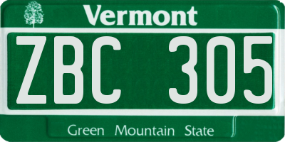 VT license plate ZBC305