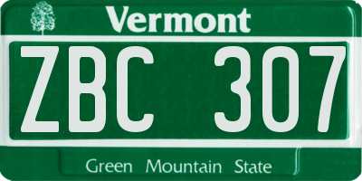 VT license plate ZBC307