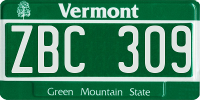 VT license plate ZBC309