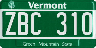 VT license plate ZBC310