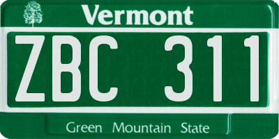 VT license plate ZBC311