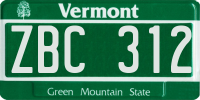 VT license plate ZBC312