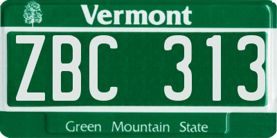 VT license plate ZBC313