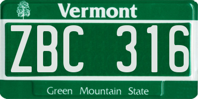 VT license plate ZBC316