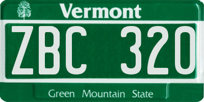 VT license plate ZBC320