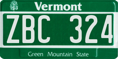VT license plate ZBC324