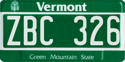 VT license plate ZBC326