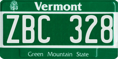 VT license plate ZBC328