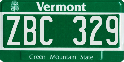 VT license plate ZBC329