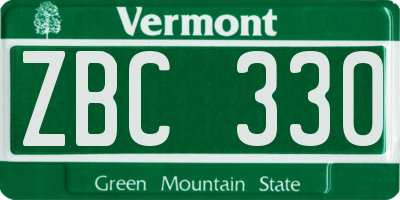 VT license plate ZBC330