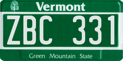 VT license plate ZBC331
