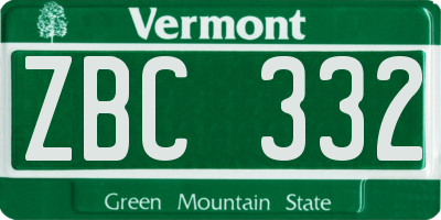 VT license plate ZBC332