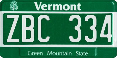 VT license plate ZBC334