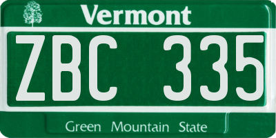 VT license plate ZBC335