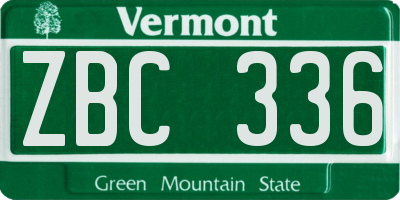 VT license plate ZBC336