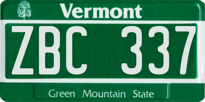 VT license plate ZBC337