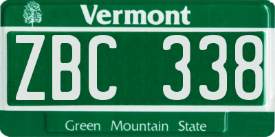 VT license plate ZBC338