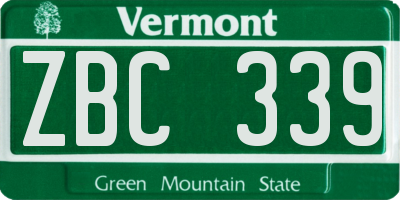 VT license plate ZBC339