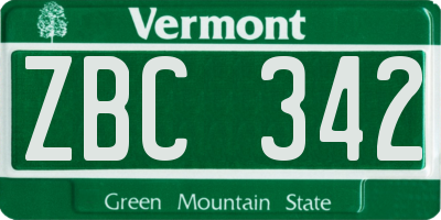 VT license plate ZBC342