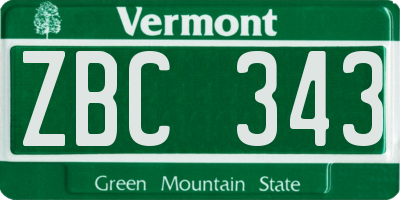 VT license plate ZBC343