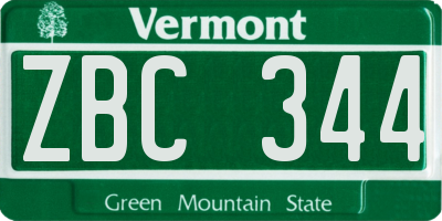 VT license plate ZBC344