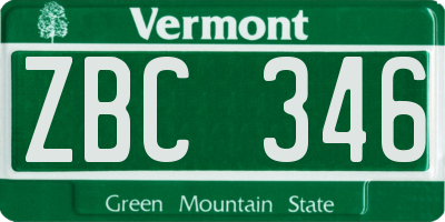 VT license plate ZBC346