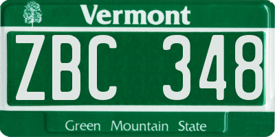VT license plate ZBC348