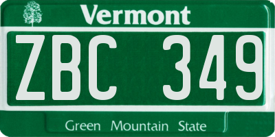 VT license plate ZBC349