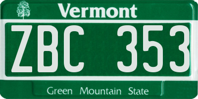 VT license plate ZBC353