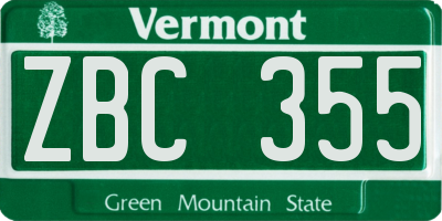VT license plate ZBC355