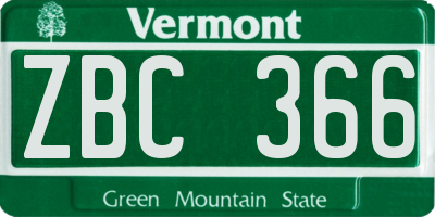 VT license plate ZBC366