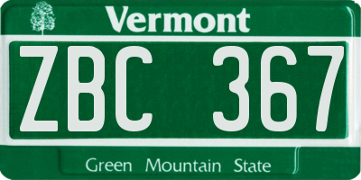 VT license plate ZBC367