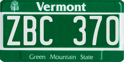 VT license plate ZBC370