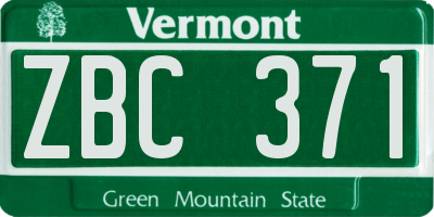 VT license plate ZBC371