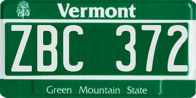 VT license plate ZBC372