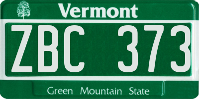 VT license plate ZBC373