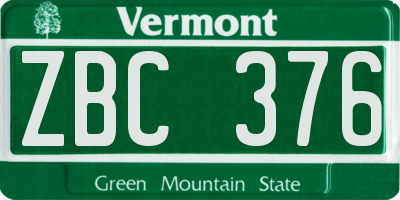 VT license plate ZBC376