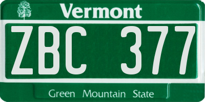 VT license plate ZBC377