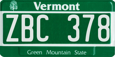 VT license plate ZBC378