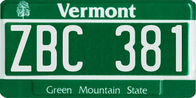 VT license plate ZBC381
