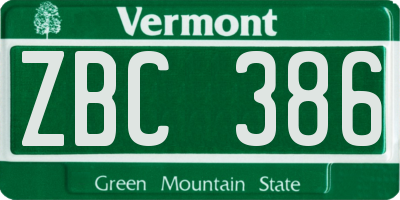 VT license plate ZBC386