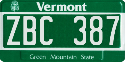 VT license plate ZBC387