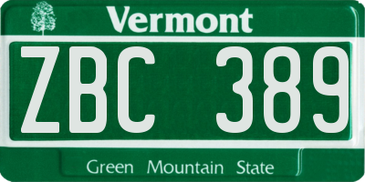 VT license plate ZBC389
