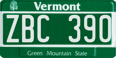 VT license plate ZBC390
