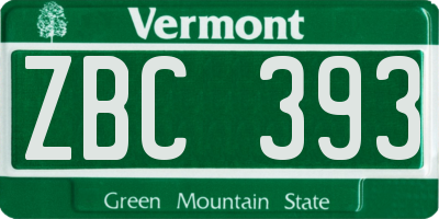 VT license plate ZBC393