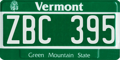 VT license plate ZBC395